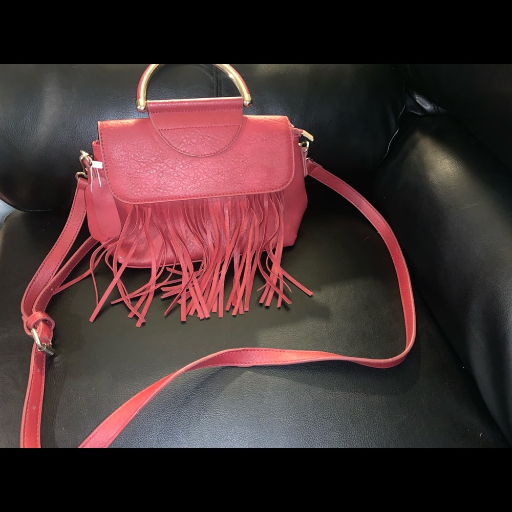 Mellow World red fringe crossbody bag Adjust strap